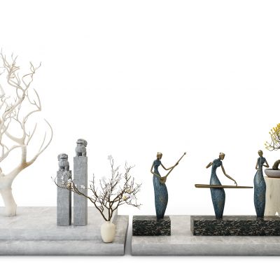 中式人物雕塑干枝摆