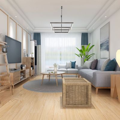 北欧现代客厅沙发木墩茶几电视柜装饰架