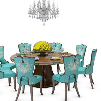 欧式圆形餐桌椅