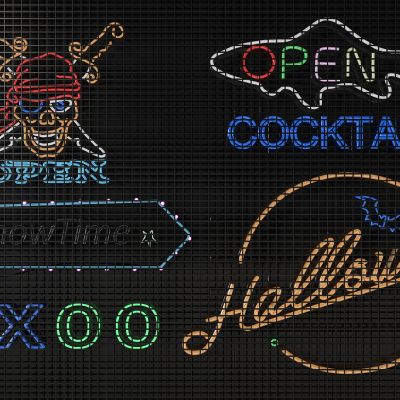 现代咖啡厅餐厅酒吧海盗船长夜店霓虹灯管彩灯