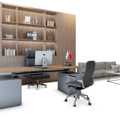 现代老板台沙发组合