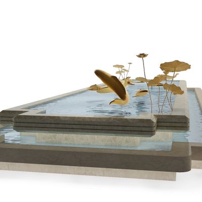 中式鱼荷花装饰水景