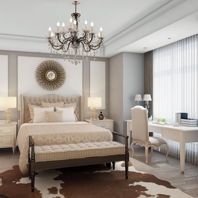 美式簡歐臥室雙人床寫字臺