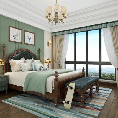 美式欧式卧室床床头柜