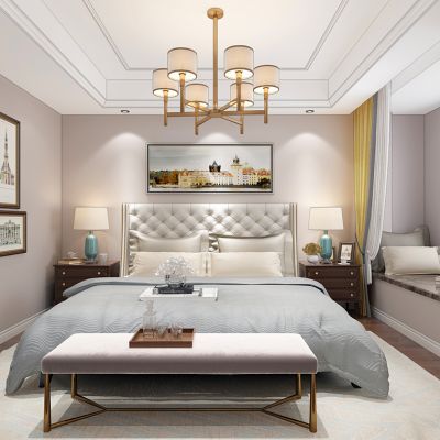 简欧式卧室床床头柜挂画