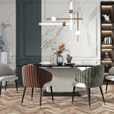 现代轻奢餐厅现代餐桌椅组合