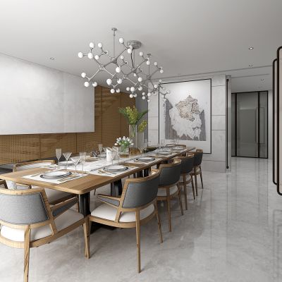 新中式餐厅餐桌椅北欧吊灯