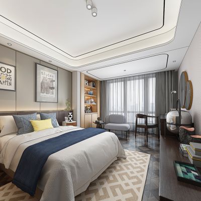 现代轻奢卧室床床头柜