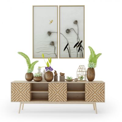 新中式电视柜休闲椅组合