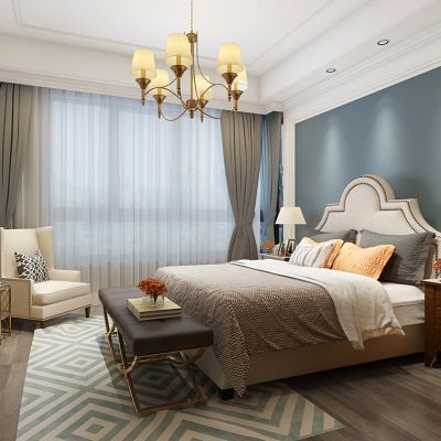 简欧式美式卧室床床头柜