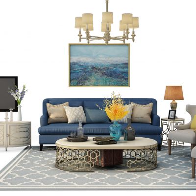 现代欧式沙发电视柜组合