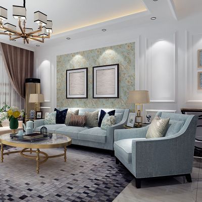 美式欧式客厅沙发茶几边柜