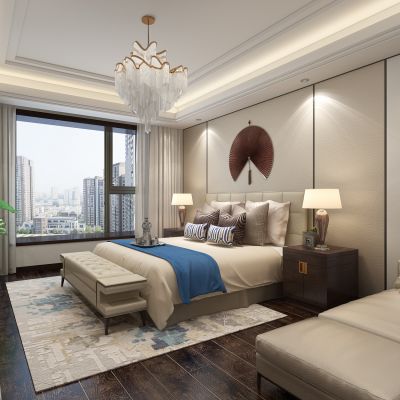 新中式简欧式卧室床床头柜贵妃榻卧榻