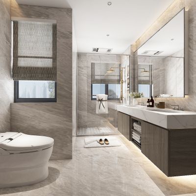 现代轻奢卫生间，卫浴，浴室柜，卫生洁具，淋浴房，马桶