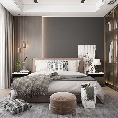 现代主卧室衣柜床购物袋