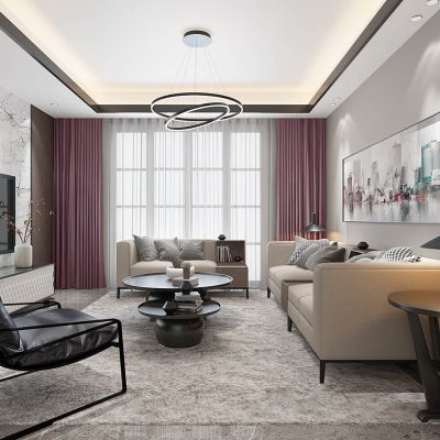 现代北欧客厅沙发茶几休闲椅