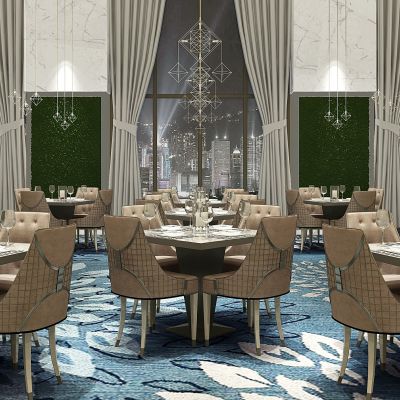 现代超精美餐厅餐桌椅子吊灯