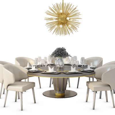现代圆形餐桌椅组合