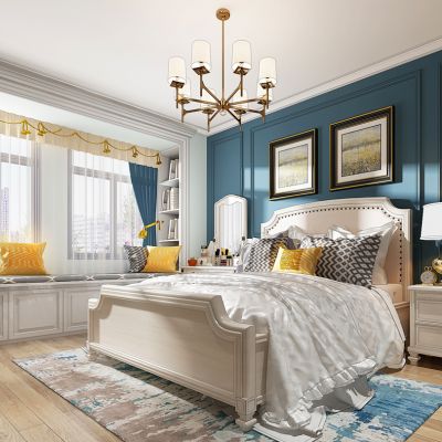 简欧式美式卧室床床头柜