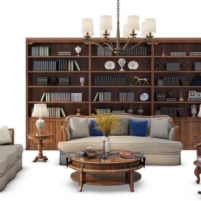 欧式沙发茶几组合书柜