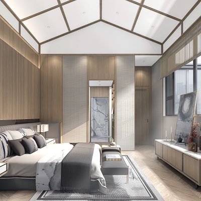 日式新中式卧室老人房