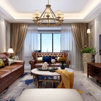 美式欧式客厅沙发茶几电视柜组合