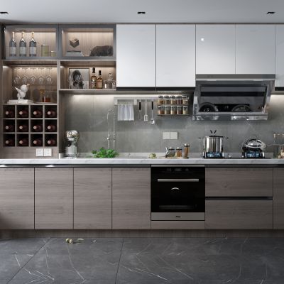 北欧现代厨房橱柜调料瓶不锈钢锅灶台红酒洋酒酒柜沙皮狗冰箱消毒柜