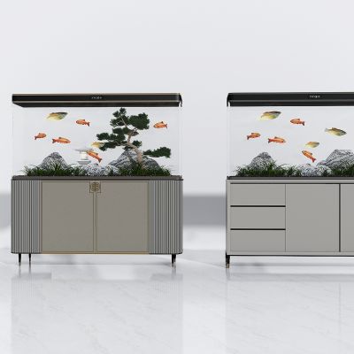 现代轻奢鱼缸，新中式鱼缸，水族箱鱼缸