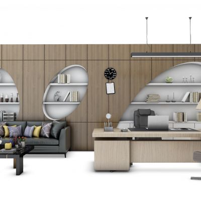 现代老板台书柜