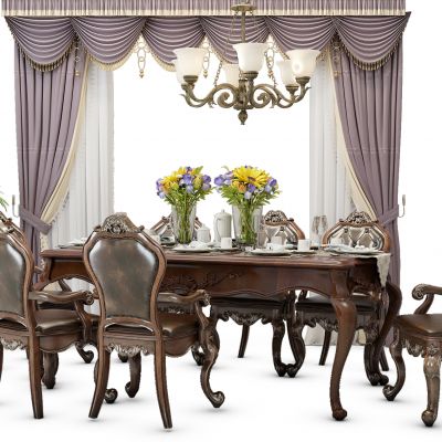 欧式餐桌椅组合窗帘