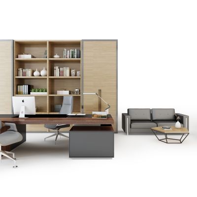 现代老板台书柜