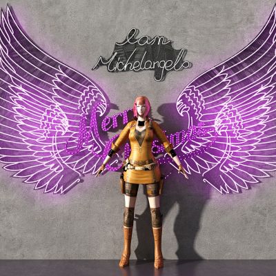 现代人物天使翅膀橱窗餐厅酒吧夜店霓虹灯管节日彩灯