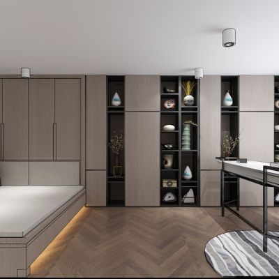 现代卧室书房书桌椅