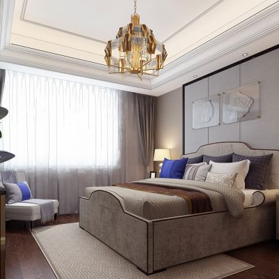 简欧式现代轻奢卧室床电视柜吊顶