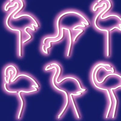 现代咖啡厅餐厅酒吧夜店火烈鸟霓虹灯管节日彩灯