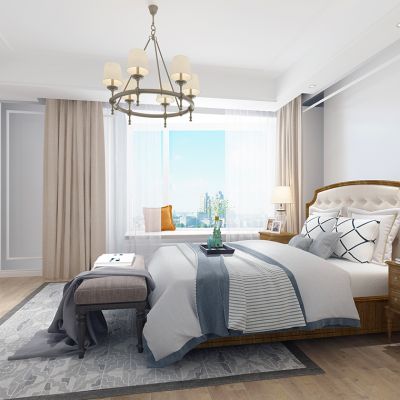 美式简欧式卧室床床头柜