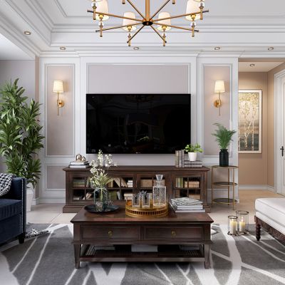 欧式简欧美式客厅沙发茶几电视柜组合