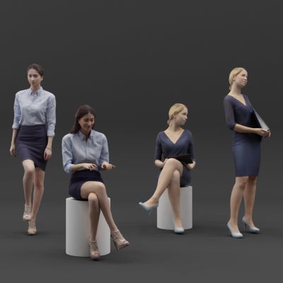 现代坐着的办公商务人物