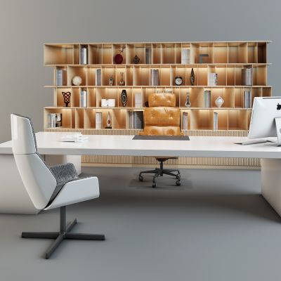 现代老板台书柜
