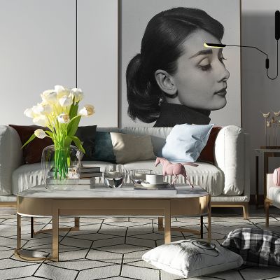 现代简欧式客厅沙发茶几大花瓶椅子摆件