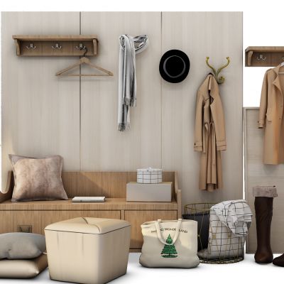 现代衣服包衣服架