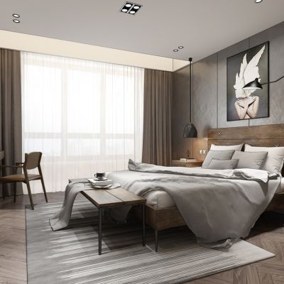 工业风现代卧室床