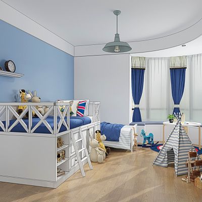 地中海儿童房卧室上下床帐篷