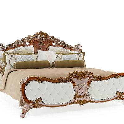 欧式实木雕花双人床