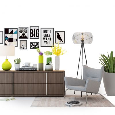 现代休闲椅电视柜