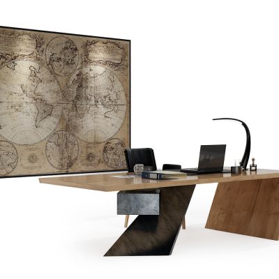 现代老板台办公桌椅组合