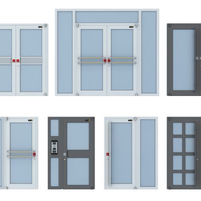 现代肯德基断桥铝双开门餐厅入户门