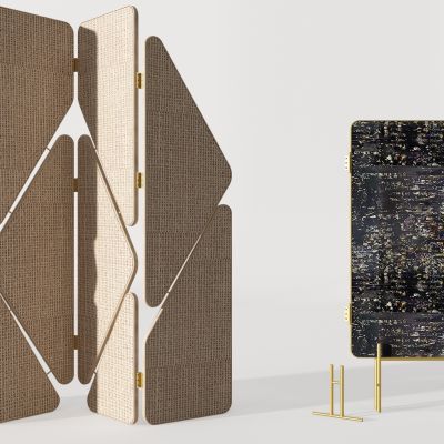 现代客厅屏风装饰柜软装组合