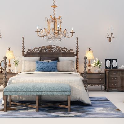 欧式床床头柜组合