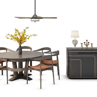 现代餐桌椅玄关柜组合